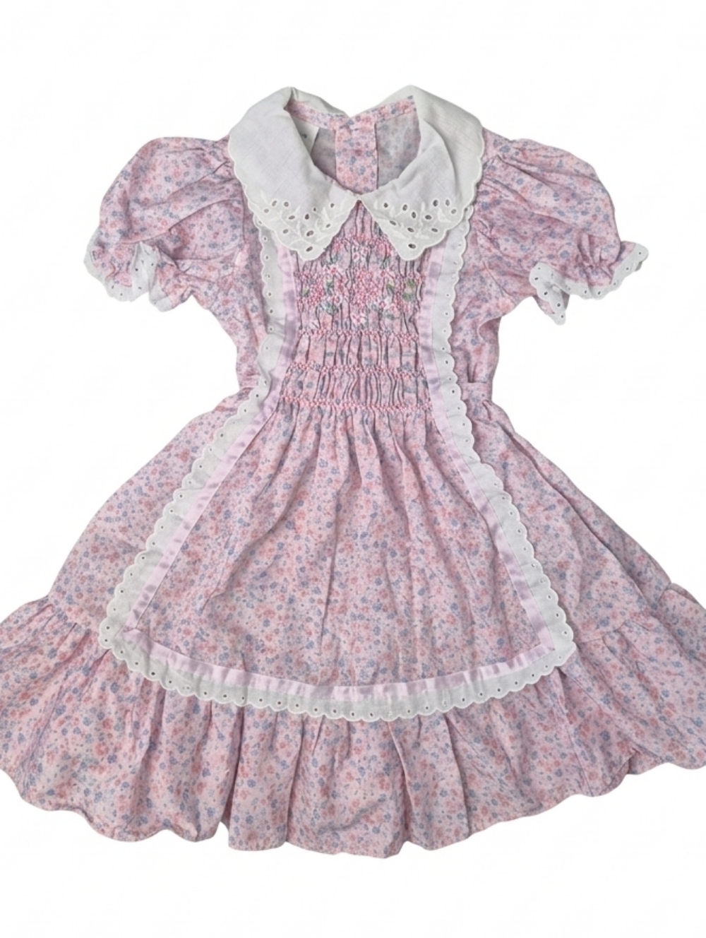 VTG Polly Flinders Hand Smocked Floral Dress Size 4 (2T/3T)